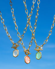 Daphne Convertible Gold Link and Chain Necklace in Ivory Mother-of-Pearl