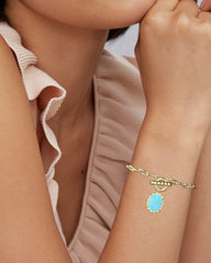 Daphne Gold Link and Chain Bracelet in Variegated Turquoise Magnesite