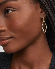 Abbie Gold Open Frame Earrings in White Crystal