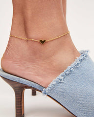 Ari Heart Chain Anklet in 18k Yellow Gold Vermeil