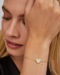 Ari Heart Gold Chain Bracelet in Iridescent Drusy