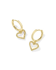 Ari Heart Gold Huggie Earrings in Ivory Mother-of-Pearl