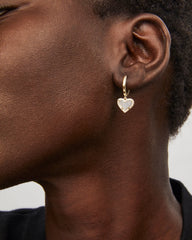 Ari Heart Gold Huggie Earrings in Iridescent Drusy