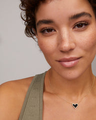 Ari Heart Gold Pendant Necklace in Black Drusy