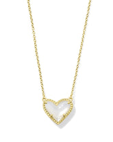 Ari Heart Gold Pendant Necklace in Ivory Mother-of-Pearl