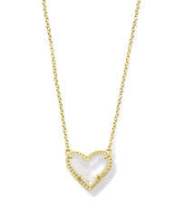 Ari Heart Gold Pendant Necklace in Iridescent Drusy