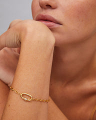Bristol 18k Gold Vermeil Chain Bracelet in White Sapphire