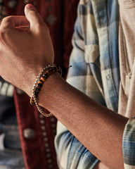 Cade Oxidized Sterling Silver Corded Bracelet in Brown Tiger's Eye