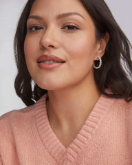 Cailin Silver Crystal Hoop Earrings in White CZ