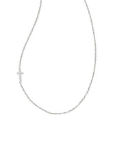 Cross Sterling Silver Inline Pave Necklace in White Topaz