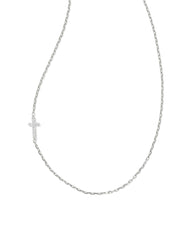 Cross Sterling Silver Inline Pave Necklace in White Topaz