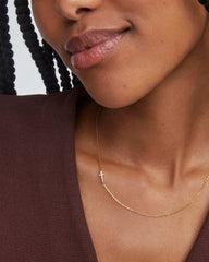 Cross 18k Gold Vermeil Inline Pave Necklace in White Topaz