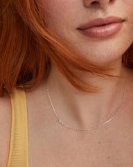 Cross Sterling Silver Inline Pave Necklace in White Topaz