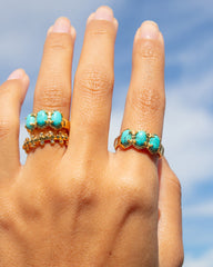 Daphne Gold Band Ring in Variegated Turquoise Magnesite