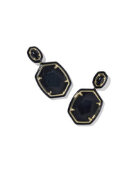 Daphne Enamel Frame Gold Drop Earrings