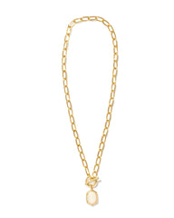 Daphne Convertible Gold Link and Chain Necklace in Ivory Mother-of-Pearl