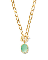 Daphne Convertible Gold Link and Chain Necklace in Light Green Mother-of-Pearl