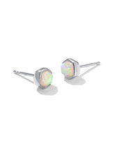 Davie Sterling Silver Stud Earrings in White Kyocera Opal