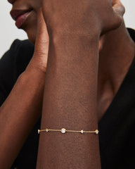 Davie 18k Gold Vermeil Trio Delicate Bracelet in White Sapphire