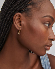 Davina 18k Yellow Gold Vermeil Huggie Earrings in White Diamond