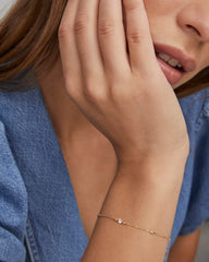 0.10 ct Floating Lab Grown White Diamond Delicate Chain Bracelet in 14k Yellow Gold