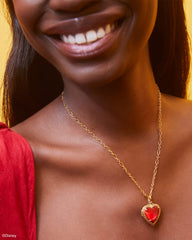 Disney | Kendra Scott Snow White Vintage Gold Locket Short Pendant Necklace in Royal Red Mother-of-Pearl