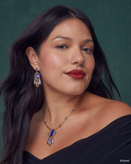 Disney | Kendra Scott The Queen Vintage Gold Statement Earrings in Royal Purple Mother-of-Pearl