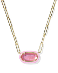 Elisa Enamel Frame Gold Paperclip Necklace