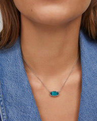 Elisa Silver Pendant Necklace in Emerald Cat’s Eye