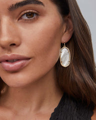 Elle Gold Drop Earrings in Ivory Mother-of-Pearl