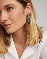 Elle Silver Enamel Frame Star Drop Earrings