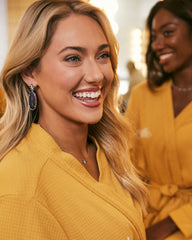 Elle Silver Enamel Frame Star Drop Earrings