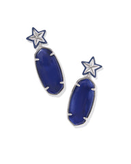 Elle Silver Enamel Frame Star Drop Earrings