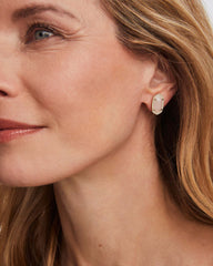 Ellie Gold Stud Earrings in Rose Quartz