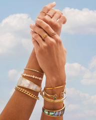 Elton Gold Cuff Bracelet in Abalone Shell