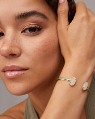 Elton Gold Cuff Bracelet in Iridescent Drusy