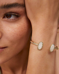 Elton Gold Cuff Bracelet in Iridescent Drusy