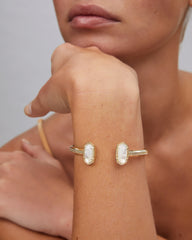 Elton Gold Cuff Bracelet in Ivory Mother-of-Pearl