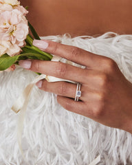 1 ct Emerald Solitaire Engagement Ring with Pave Diamonds in 14k Yellow Gold