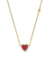 Enamel 18k Gold Vermeil Heart Pendant Necklace in Red Enamel