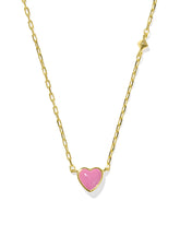 Enamel 18k Gold Vermeil Heart Pendant Necklace in Pink Enamel