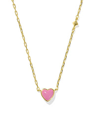 Enamel 18k Gold Vermeil Heart Pendant Necklace in Pink Enamel
