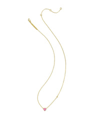 Enamel 18k Gold Vermeil Heart Pendant Necklace in Pink Enamel