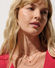 Enamel 18k Gold Vermeil Heart Pendant Necklace in Red Enamel