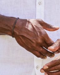 Evans Sterling Silver Corded Bracelet in Brown Leather