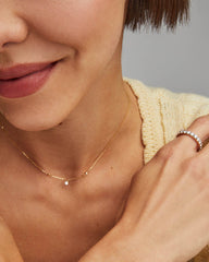 0.1 ct Floating Lab Grown White Diamond Pendant Necklace in 14k Yellow Gold