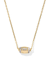 Tiny Diamond Football 14k Yellow Gold Pendant Necklace in White Diamond