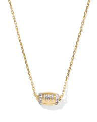 Tiny Diamond Football 14k Yellow Gold Pendant Necklace in White Diamond