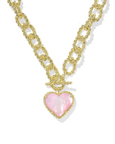 Haisley Heart Gold Statement Necklace in Blush Ivory Mother-of-Pearl