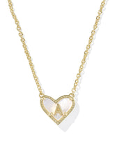 Ari Heart Letter A Gold Short Pendant Necklace